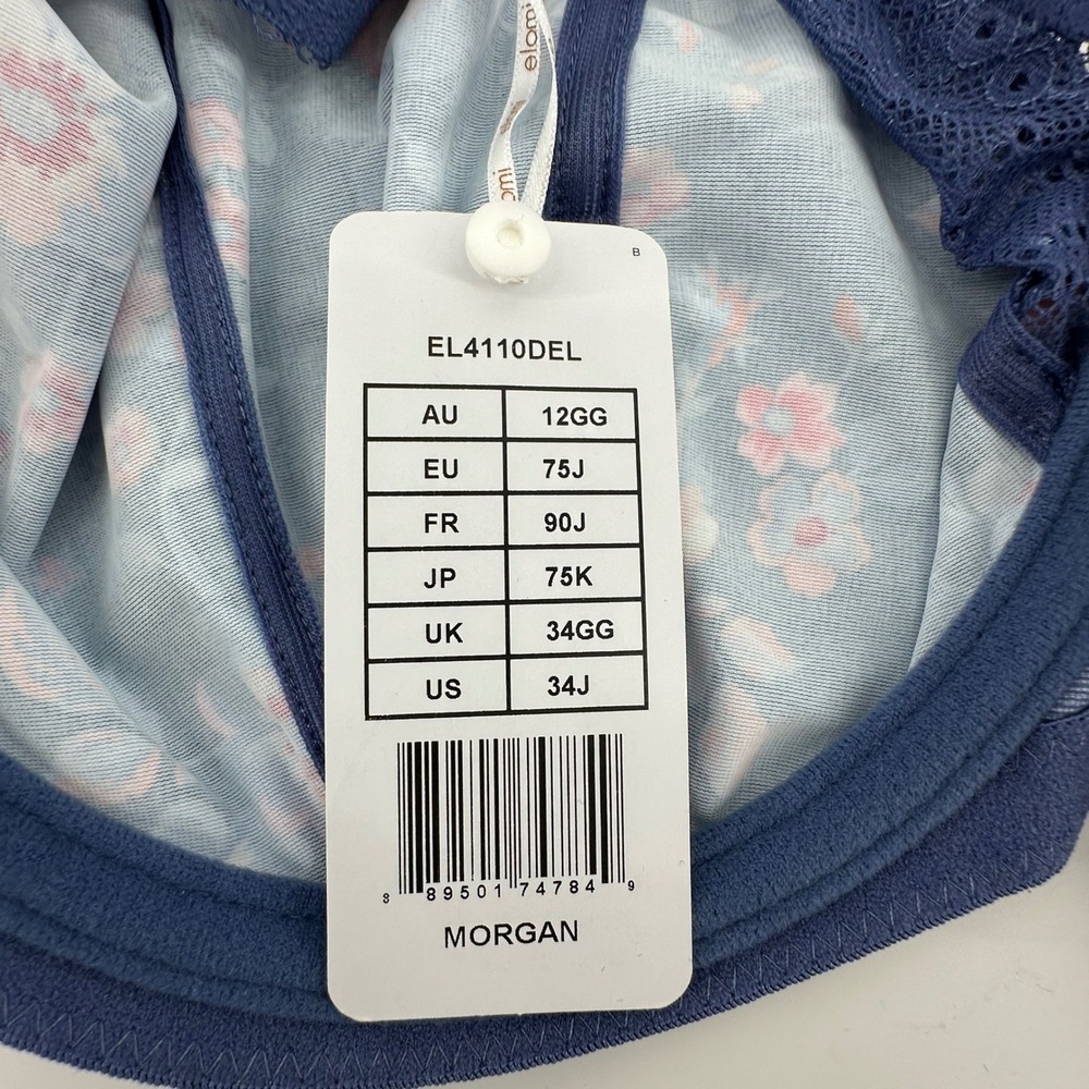 Elomi Morgan Bra Women 34J Blue Floral EL4110DEL NWT Romantic - Picture 3 of 9
